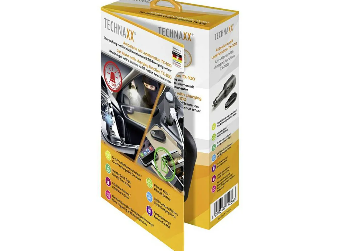 Technaxx Usb Steckdosen 12V-TX-100 Autoalarm mit Ladefunktion