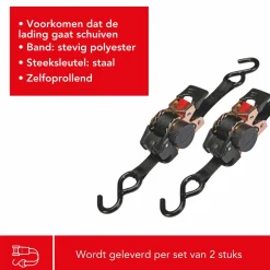 Markenlos Chassiszubehör^Toolland ARAT11X2 2-teiliger Spanngurt-Set mit Ratsche - 3 Meter