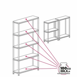 Toomax Auflagenboxen-universal pro 100 x 40 x 180 cm 5 Fächer Lagerregal