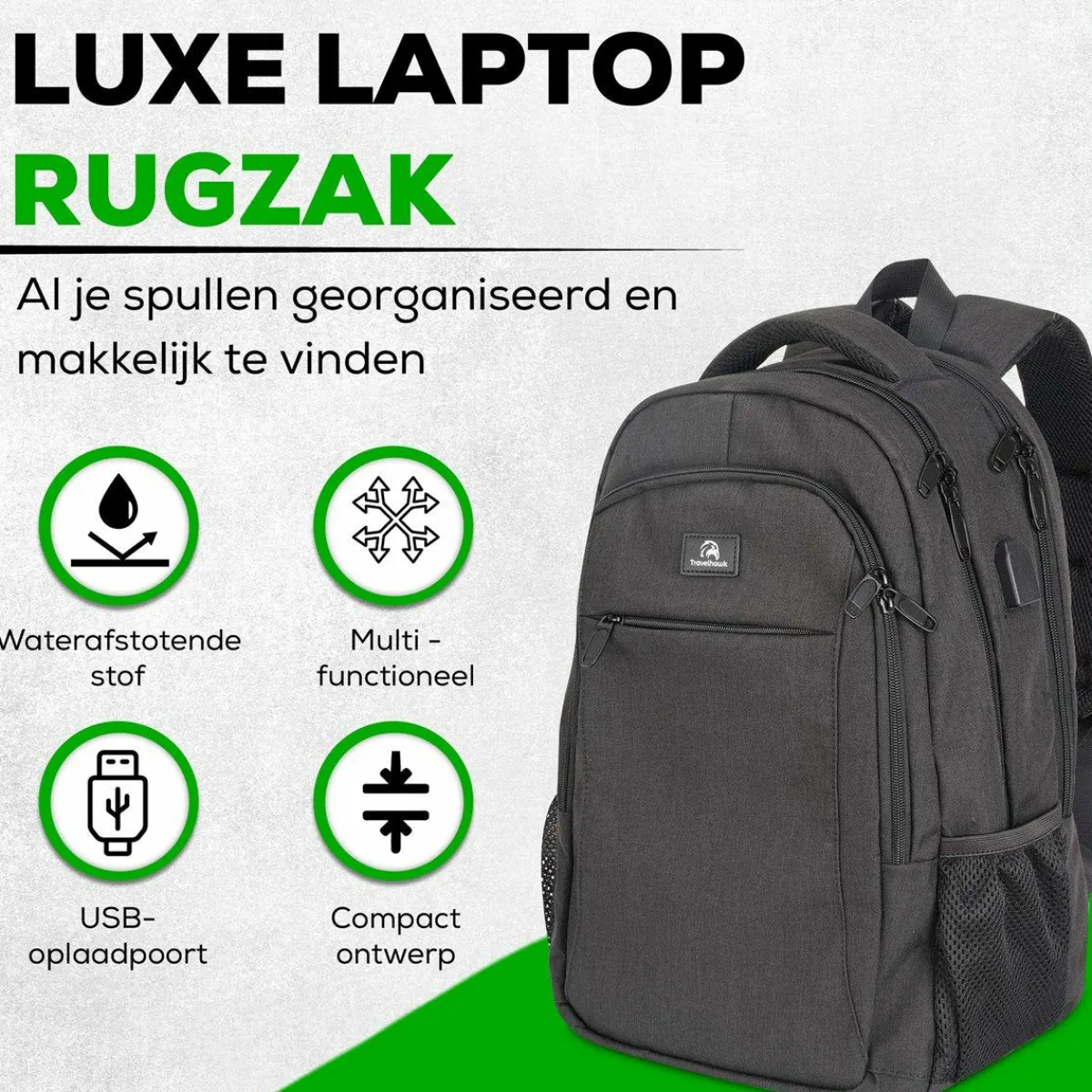 Travelhawk 28 Liter Rucksack mit USB-Anschluss - Blue< Daypacks & Rucksäcke