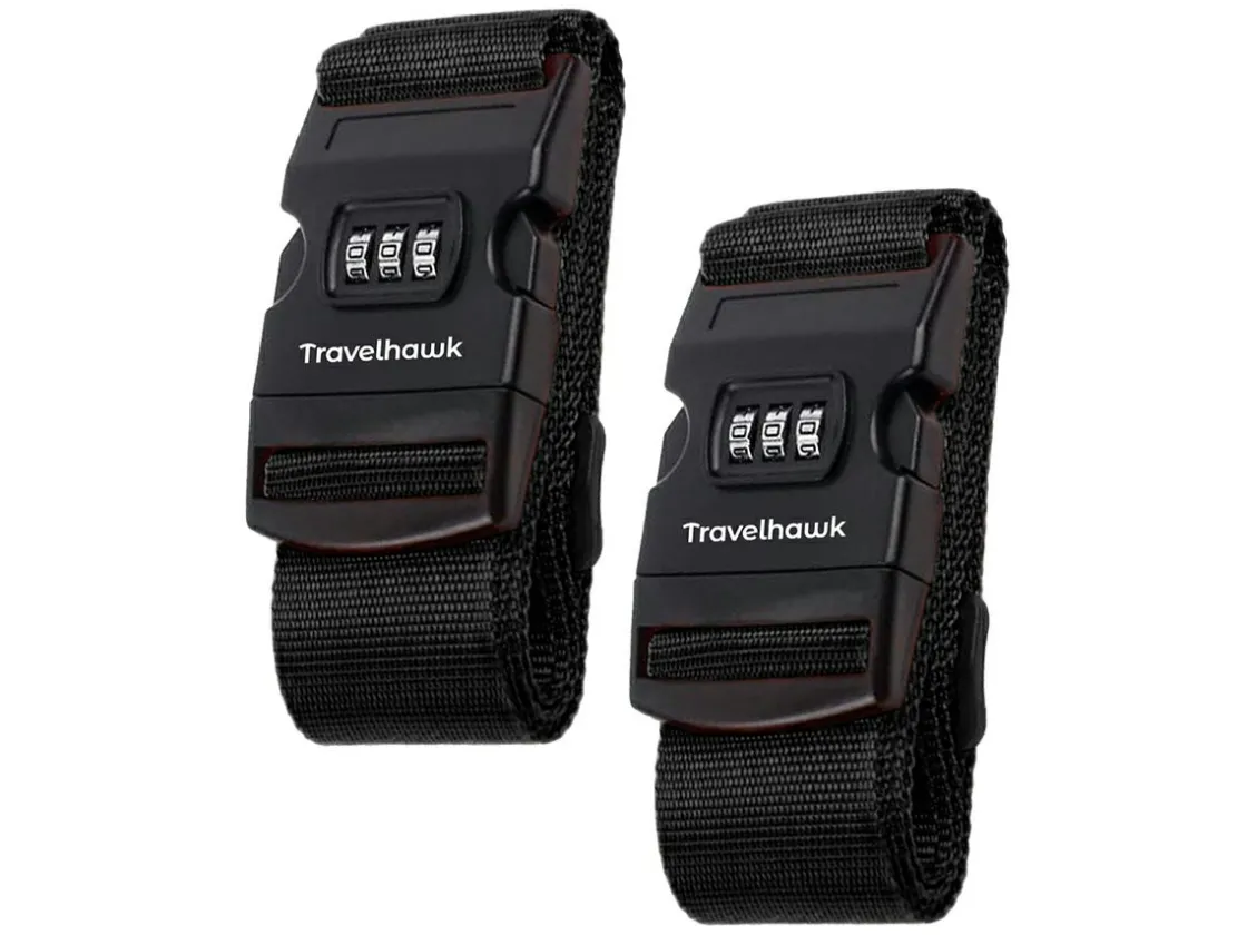 Travelhawk Koffer & Trolleys-Black Koffergurt - Set von 2
