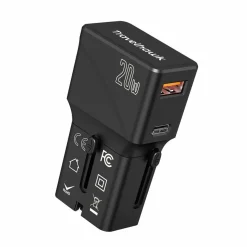 Travelhawk Schuko Stecker-Internationaler Reiseadapter - Black