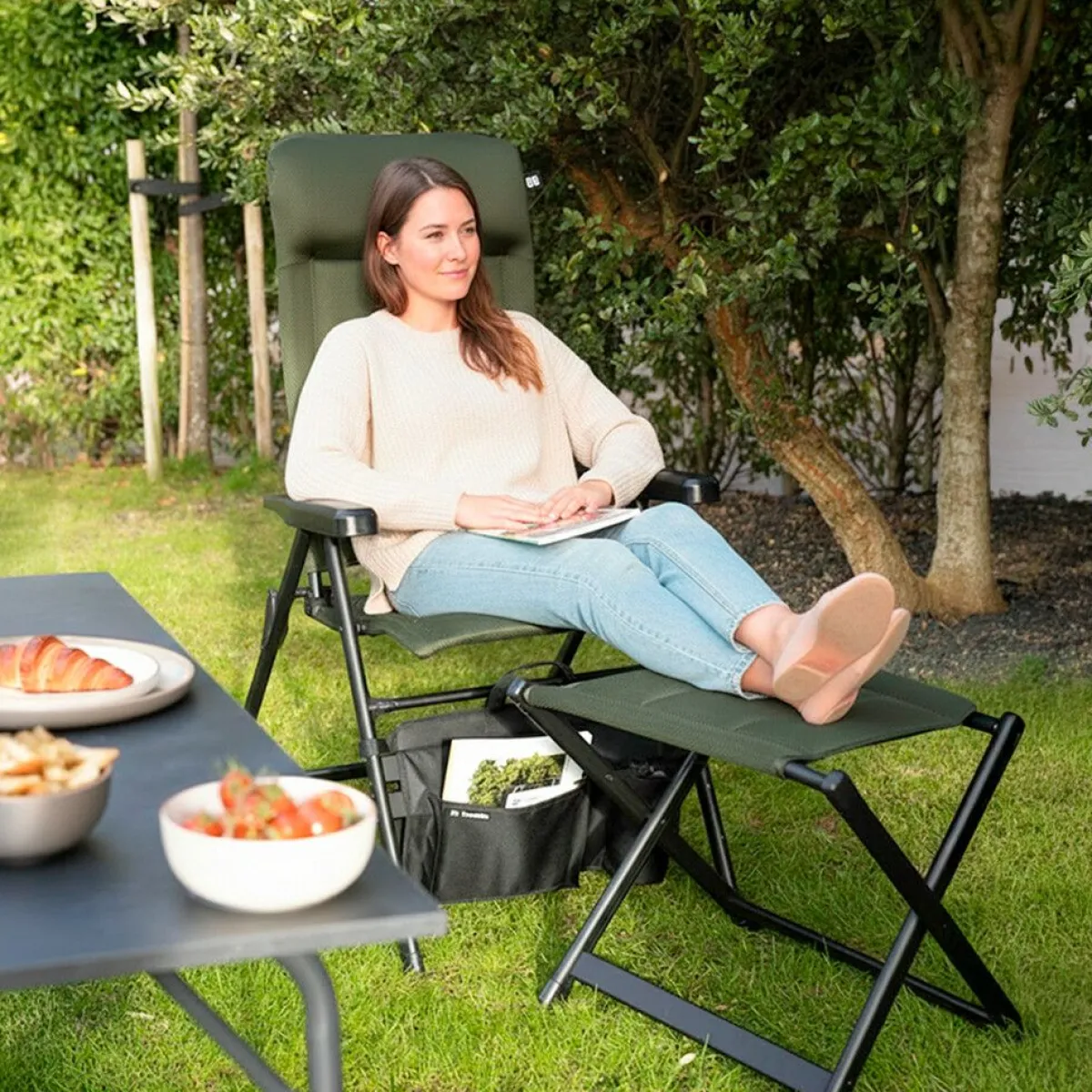 Travellife Barletta Comfort XL Klappstuhl - Green< Campingstühle Mit Verstellbarer Rückenlehne|Klappstühle