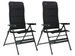 Travellife Festo XL 2er-Set Klappstühle - Graphite Black< Campingstühle Mit Verstellbarer Rückenlehne|Klappstühle