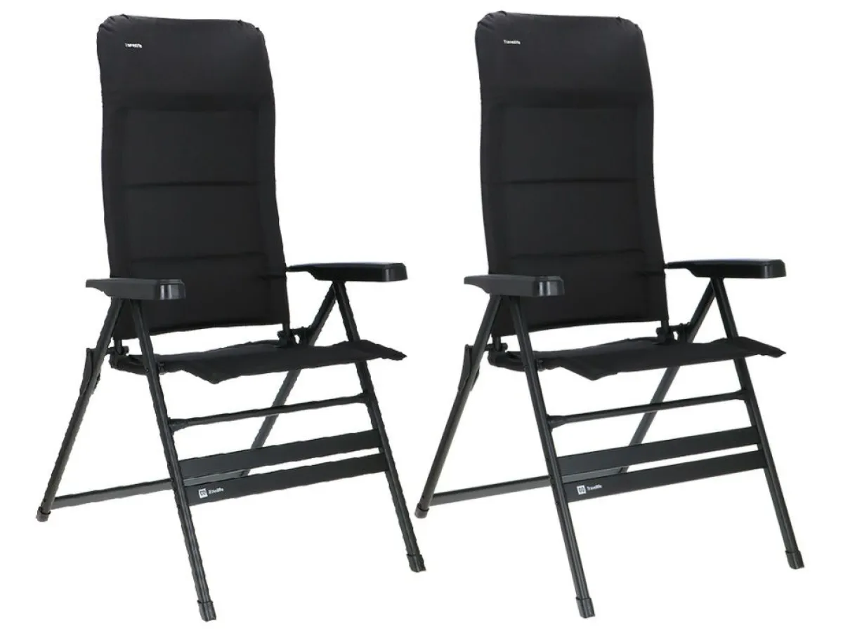 Travellife Festo XL 2er-Set Klappstühle - Graphite Black< Campingstühle Mit Verstellbarer Rückenlehne|Klappstühle