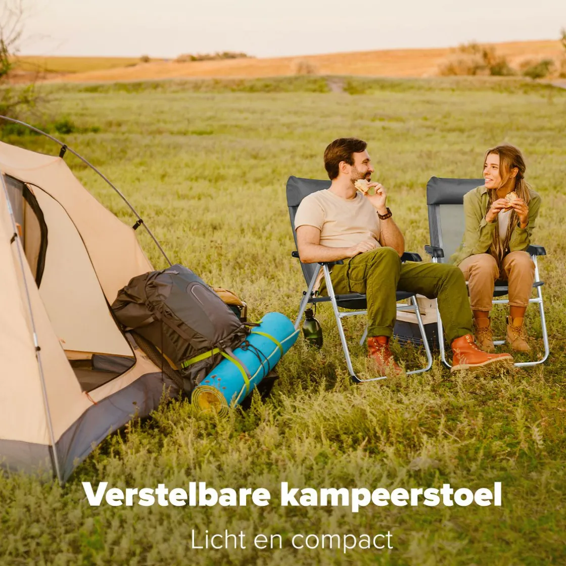 TRVLMORE Campingstühle Mit Verstellbarer Rückenlehne|Klappstühle^5 Positionen Campingstuhl - Grey