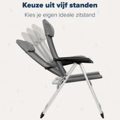 TRVLMORE Campingstühle Mit Verstellbarer Rückenlehne|Klappstühle^5 Positionen Campingstuhl - Grey