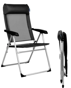 TRVLMORE Campingstühle Mit Verstellbarer Rückenlehne|Klappstühle-5 Positionen Campingstuhl - Black