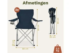 TRVLMORE Basic Blue Faltstuhl - Set von 2< Campingstühle Mit Verstellbarer Rückenlehne|Faltstühle