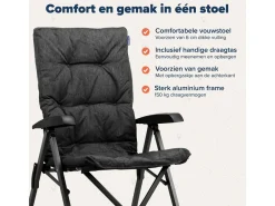 TRVLMORE 2er-Set Faltstühle mit Tragetasche - Black< Campingstühle Mit Verstellbarer Rückenlehne|Faltstühle