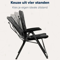 TRVLMORE Campingstühle Mit Verstellbarer Rückenlehne|Faltstühle^Faltstuhl mit Tragetasche - Black