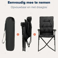 TRVLMORE Campingstühle Mit Verstellbarer Rückenlehne|Faltstühle^Faltstuhl mit Tragetasche - Black