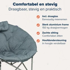 TRVLMORE Schmetterlingstühle|Faltstühle^XL Schmetterlingsstuhl Mit Tragetasche - Grey