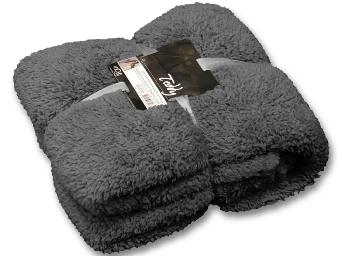 Unique Living Decken^Teddy Decke - Dark Grey