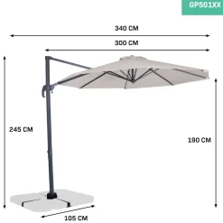 VONROC Sonnenschirme^Bardolino Ø300 cm Premium Sonnenschirm - Beige