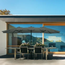 VONROC Sonnenschirme^Iseo 460 x 270 cm Premium Sonnenschirm - Grey