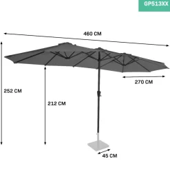 VONROC Sonnenschirme^Iseo 460 x 270 cm Premium Sonnenschirm - Grey