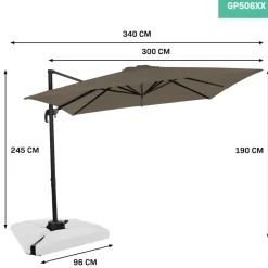 VONROC Sonnenschirme^Pisogne 3x3 Premium Freitragender Sonnenschirm - Taupe