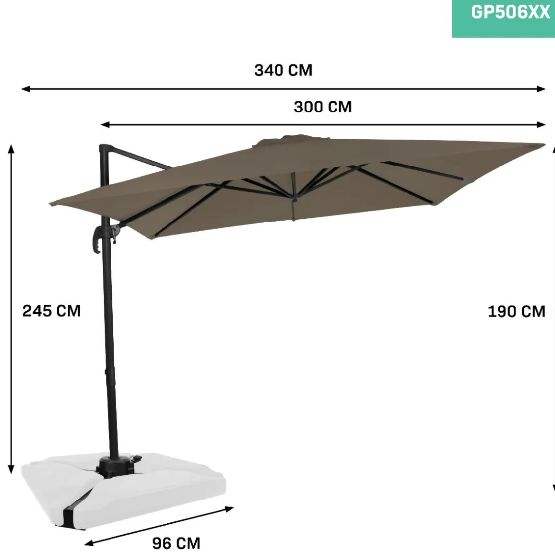 VONROC Sonnenschirme^Pisogne 3x3 Premium Freitragender Sonnenschirm - Taupe