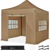 VONROC Partyzelte^Premium 3 x 3 easy-up Partyzelt mit Seitenwände - Beige
