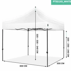 VONROC Premium 3x3m easy-up partytent- Weiß< Partyzelte