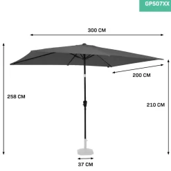 Markenlos VONROC Premium Rapallo 200 x 300 cm Sonnenschirm - Grey< Sonnenschirme