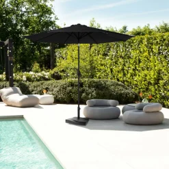 VONROC Sonnenschirme^Premium Recanati Ø300 cm Sonnenschirm mit Fuß - Anthracite