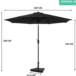 VONROC Sonnenschirme^Premium Recanati Ø300 cm Sonnenschirm mit Fuß - Anthracite