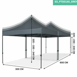 VONROC Partyzelte-Premium 6x3 easy-Up Partyzelt mit verbindungs-set - Grey