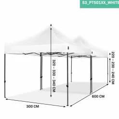 VONROC Partyzelte-Premium 6x3 easy-Up Partyzelt mit verbindungs-set - White