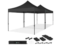 VONROC Partyzelte^Premium 6x3 easy-Up Partyzelt mit verbindungs-set - Black