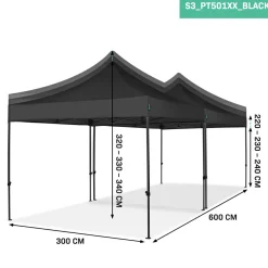 VONROC Partyzelte^Premium 6x3 easy-Up Partyzelt mit verbindungs-set - Black