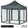 VONROC Partyzelte-Premium 3x3 Pavillon mit Moskitonetz-Seitenwände - Grey