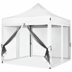VONROC Premium 3x3 Pavillon mit Moskitonetz-Seitenwände - White< Partyzelte