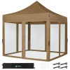 VONROC Partyzelte-Premium 3x3 Pavillon mit Moskitonetz-Seitenwände - Beige