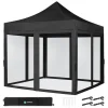 VONROC Partyzelte^Premium 3x3 Pavillon mit Moskitonetz-Seitenwände - Black