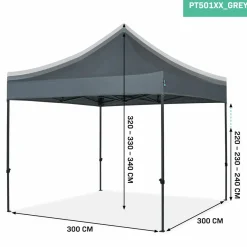 VONROC Partyzelte^Premium 3x3m easy-up Partyzelt - Grey