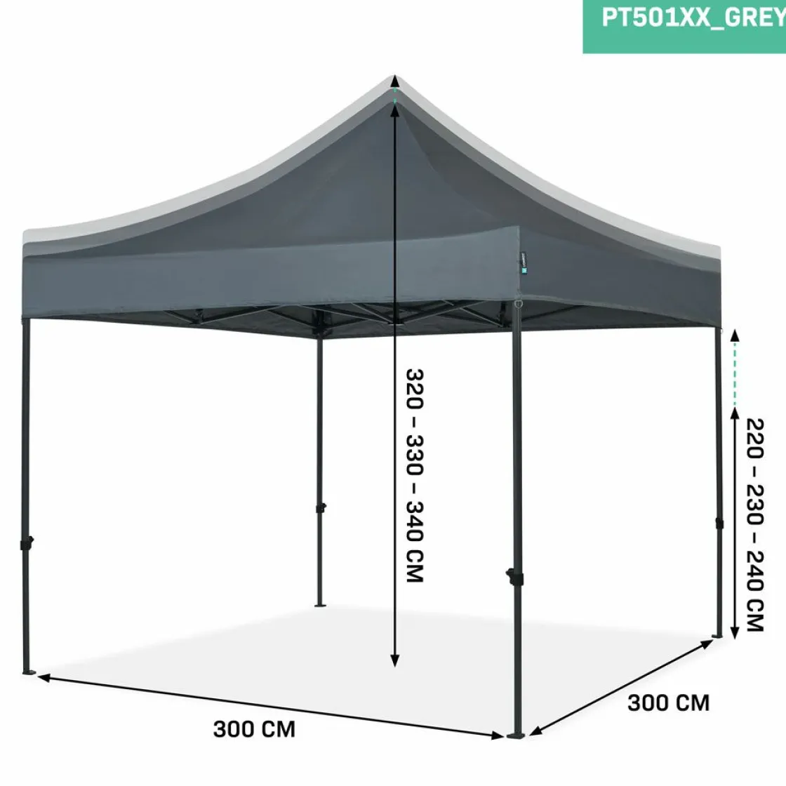 VONROC Partyzelte^Premium 3x3m easy-up Partyzelt - Grey