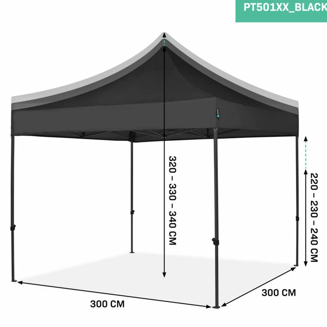VONROC Partyzelte-Premium 3x3m easy-up partytent - Schwarz