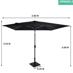 Markenlos VONROC Rosolina 280 Premium Sonnenschirm mit Fuß - Anthracite< Sonnenschirme