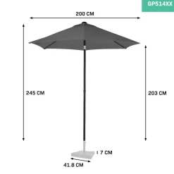 VONROC Sonnenschirme^Torbole Ø 200 cm Premium Sonnenschirm - Grey