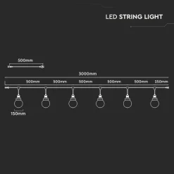 Markenlos V-TAC VT-720S modernes Lichterketten - 3 Meter< Campinglampen Aufladbar|Campinglampen Aufladbar
