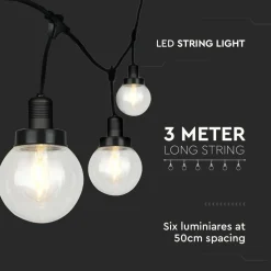 Markenlos V-TAC VT-720S modernes Lichterketten - 3 Meter< Campinglampen Aufladbar|Campinglampen Aufladbar