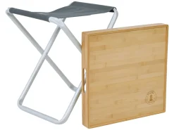 Wander Wonder Campinghocker^Bambus Campinghocker mit Tischplatte