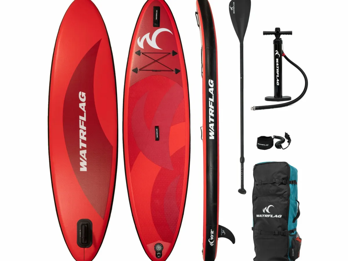 Markenlos Watrflag Flow 10'2" Aufblasbares SUP Board Paket - Rot< Sup Boards