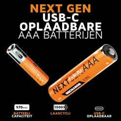Xtorm NextGen USB-C Wiederaufladbar AAA Batteries - Set van 4< Kleinbatterien