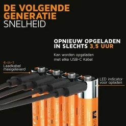 Xtorm Kleinbatterien-NextGen USB-C Wiederaufladbar AA Batteries - Set van 4